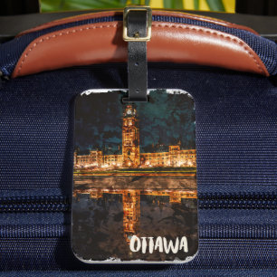 Ottawa Canada by Night Travel Waterverf Bagagelabel