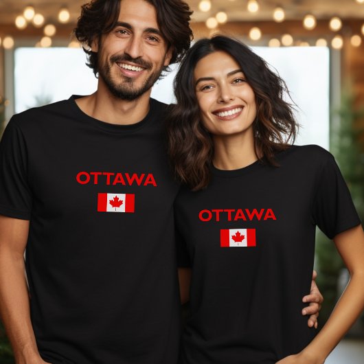 Ottawa Canada Canadian Flag Dark Color T-shirt