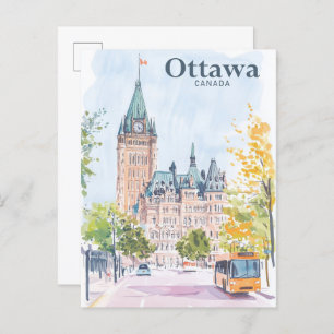Ottawa Canada Gouache Verf Illustratie Reizen Briefkaart