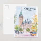 Ottawa Canada Gouache Verf Illustratie Reizen Briefkaart (Voorkant / Achterkant)