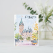 Ottawa Canada Gouache Verf Illustratie Reizen Briefkaart (Staand voorkant)
