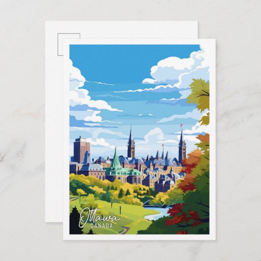 Ottawa Canada  kunst reisillustratie Briefkaart (Voorkant / Achterkant)