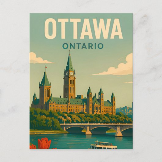 Ottawa Canada Parlement Skyline Reis Briefkaart (Voorkant)