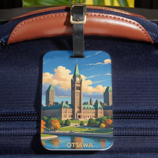 Ottawa Canada Parlementsgebouw, City Skyline Bagagelabel (Voorkant Insitu 2)