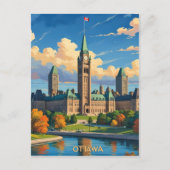 Ottawa Canada Parlementsgebouw, City Skyline Briefkaart (Voorkant)