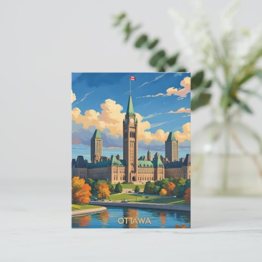 Ottawa Canada Parlementsgebouw, City Skyline Feestdagenkaart (Staand voorkant)