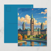 Ottawa Canada Parlementsgebouw, City Skyline Feestdagenkaart (Voorkant / Achterkant)