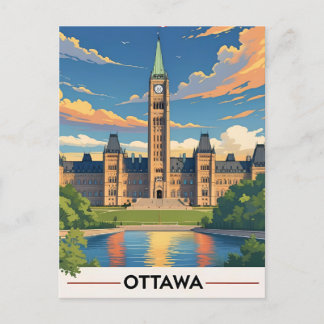 Ottawa Canada Parlementsgebouw, City Skyline Feestdagenkaart