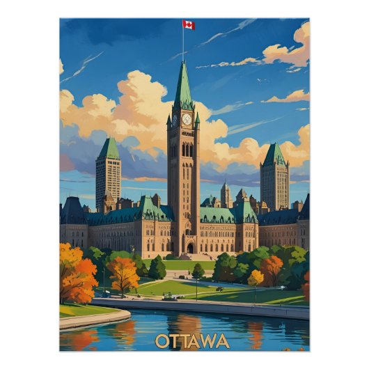 Ottawa Canada Parlementsgebouw, City Skyline Perfect Poster (Voorkant)