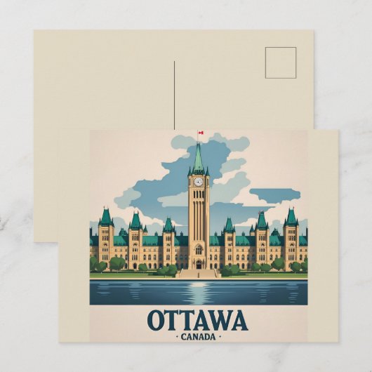 Ottawa Canada Parlementsgebouw, Stadsprofiel Briefkaart (Voorkant / Achterkant)