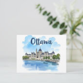 Ottawa Canada Parlementsgebouw, stadsprofiel Briefkaart (Staand voorkant)
