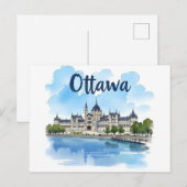 Ottawa Canada Parlementsgebouw, stadsprofiel Briefkaart (Voorkant / Achterkant)