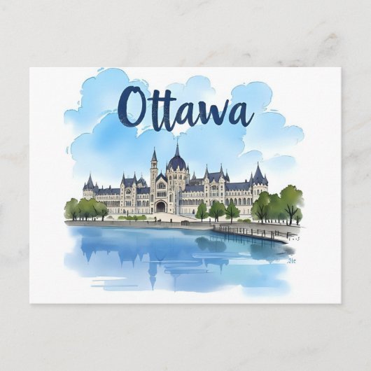 Ottawa Canada Parlementsgebouw, stadsprofiel Briefkaart (Voorkant)