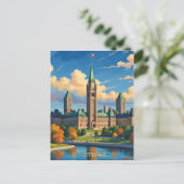 Ottawa Canada Parlementsgebouw, stadsprofiel Briefkaart (Staand voorkant)
