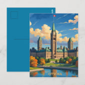 Ottawa Canada Parlementsgebouw, stadsprofiel Briefkaart (Voorkant / Achterkant)