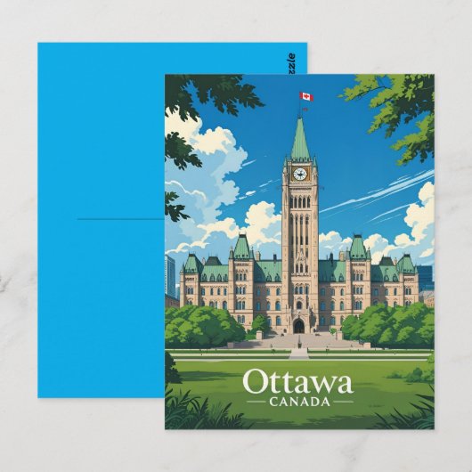 Ottawa Canada Parlementsgebouw, Stadsprofiel Briefkaart (Voorkant / Achterkant)