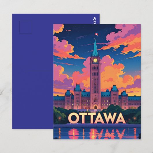 Ottawa Canada Parlementsgebouw, Stadsprofiel Briefkaart (Voorkant / Achterkant)