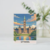 Ottawa Canada Parlementsgebouw, Stadsprofiel Feestdagenkaart (Staand voorkant)