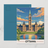 Ottawa Canada Parlementsgebouw, Stadsprofiel Feestdagenkaart (Voorkant / Achterkant)