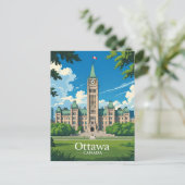 Ottawa Canada Parliament Building, City Skyline Briefkaart (Staand voorkant)