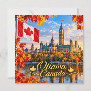 Ottawa Canada. Parliament Hill. Canadese vlag. Kaart