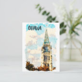 Ottawa Canada Parliament Hill Waterverf Briefkaart (Staand voorkant)