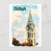 Ottawa Canada Parliament Hill Waterverf Briefkaart (Voorkant)