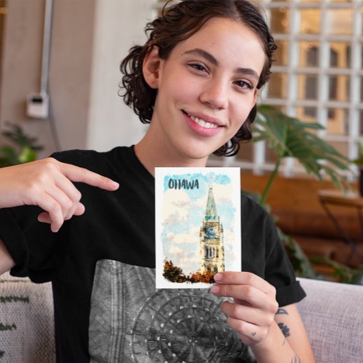 Ottawa Canada Parliament Hill Waterverf Briefkaart