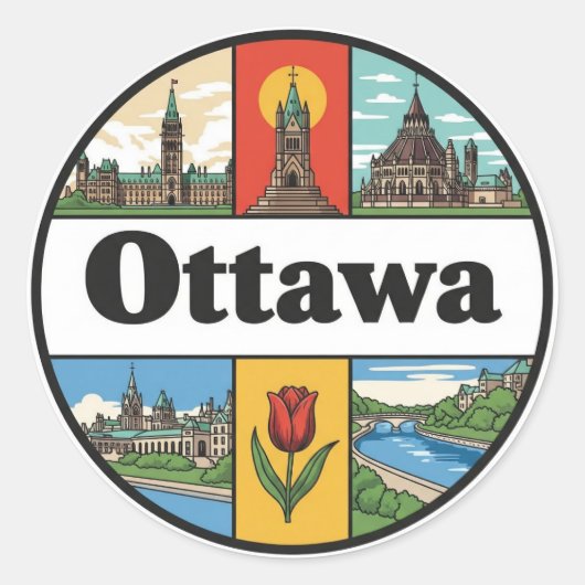 Ottawa Canada Reizen Ronde Sticker (Voorkant)