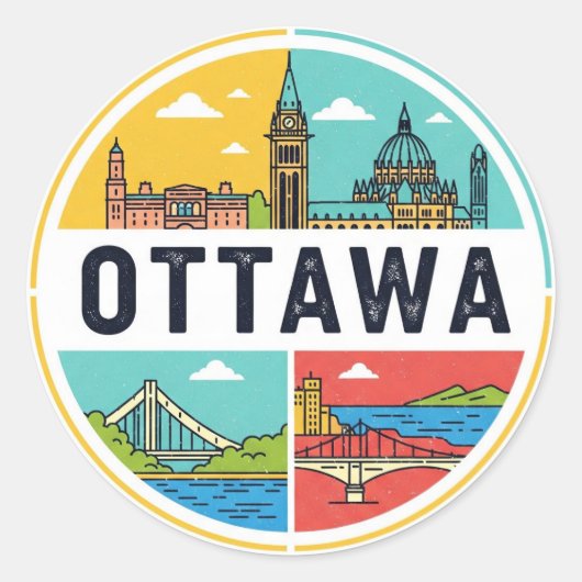 Ottawa Canada Reizen Ronde Sticker (Voorkant)