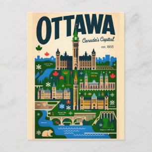 Ottawa Canada Retro Reisposter Kunst Briefkaart