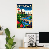 Ottawa Canada Retro Reisposter Kunst Poster (Thuiskantoor)