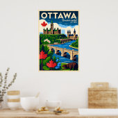 Ottawa Canada Retro Reisposter Kunst Poster (Keuken)