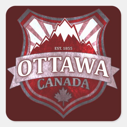 Ottawa Canada rode grunge schild vierkante sticker (Voorkant)