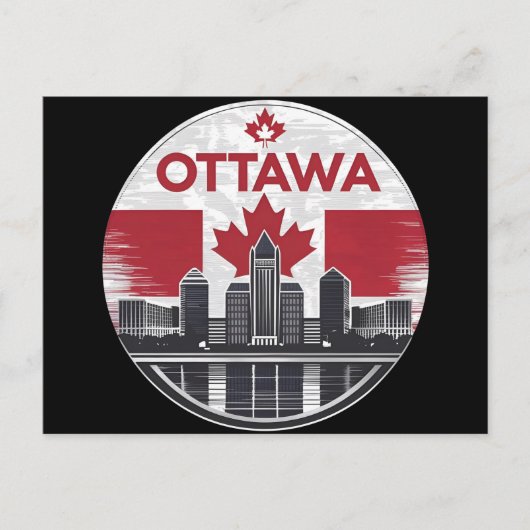 Ottawa Canada Silhouet Retro Stadsgezicht Briefkaart (Voorkant)