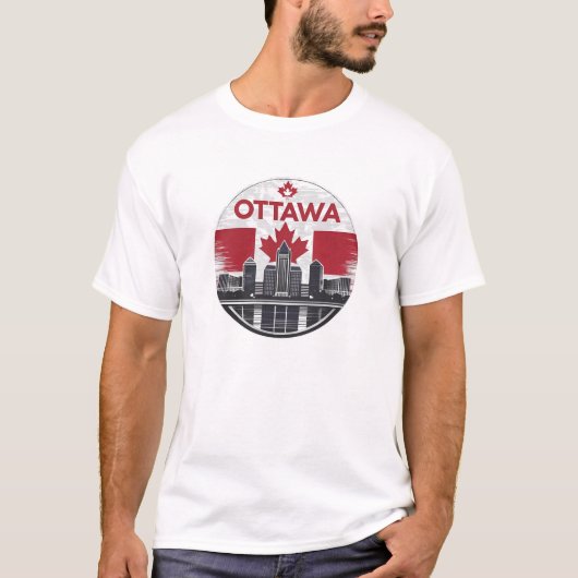 Ottawa Canada Silhouette Retro Stadsgezicht T-shirt (Voorkant)