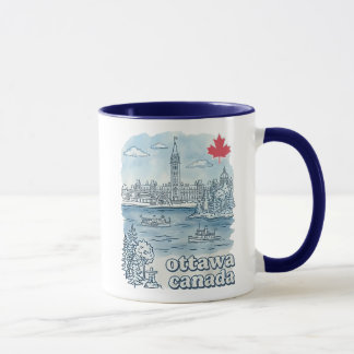 Ottawa Canada Simple Blue Skyline Cute Cityscape Mok