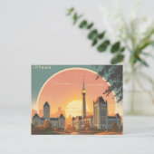 Ottawa Canada Skyline – Bold Retro Sunset CityScap Briefkaart (Staand voorkant)
