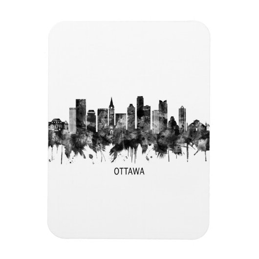 Ottawa Canada Skyline BW Magneet (Verticaal)
