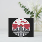 Ottawa Canada Skyline Retro Cityscape Briefkaart (Staand voorkant)