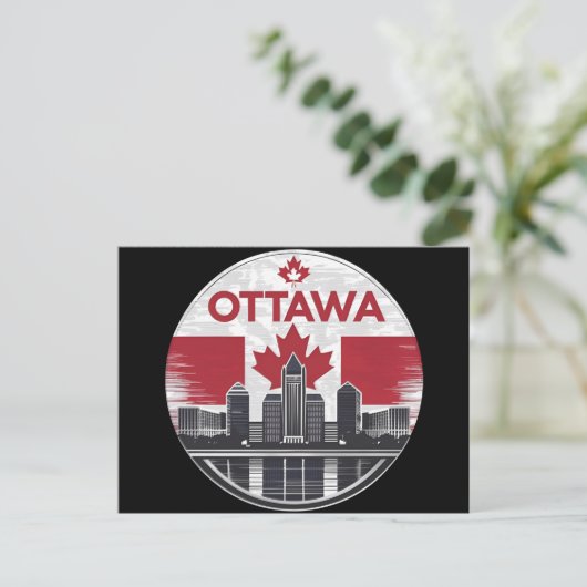 Ottawa Canada Skyline Retro Cityscape Briefkaart (Staand voorkant)