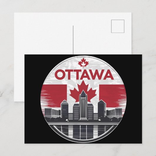 Ottawa Canada Skyline Retro Cityscape Briefkaart (Voorkant / Achterkant)
