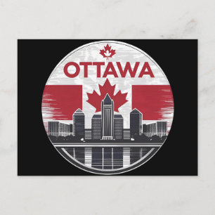 Ottawa Canada Skyline Retro Cityscape Briefkaart