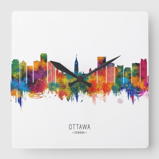 Ottawa Canada Skyline Vierkante Klok (Voorkant)