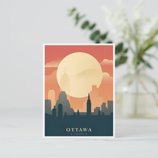 Ottawa Canada Vintage Reisillustratie retro Briefkaart (Staand voorkant)