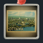 Ottawa Canada Vintage Travel Ornament<br><div class="desc">Een cool  Ottawa-ornament met een uitgebreid skyline-uitzicht in de stad.</div>