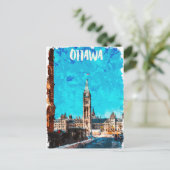 Ottawa Canada Vintage Travel Waterverf Briefkaart (Staand voorkant)