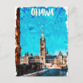 Ottawa Canada Vintage Travel Waterverf Briefkaart (Voorkant)