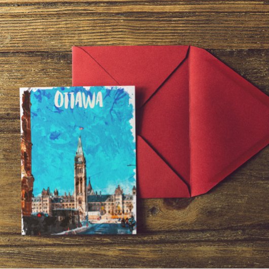 Ottawa Canada Vintage Travel Waterverf Briefkaart