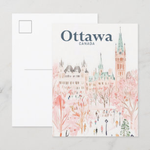Ottawa Canada Waterverf Schilderij Reizen Briefkaart